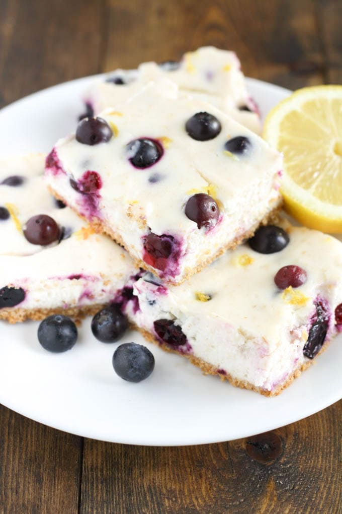 Skinny Lemon Blueberry Cheesecake Bars