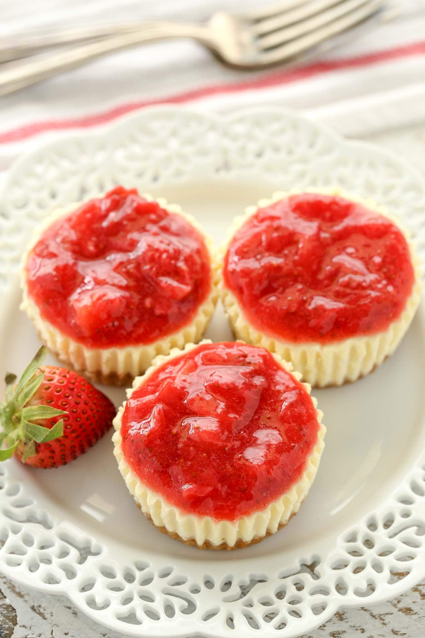 Mini Strawberry Cheesecakes - Live Well Bake Often